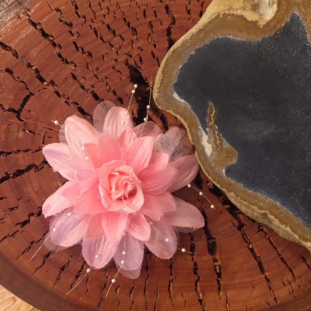 Cute pink flower hair clip